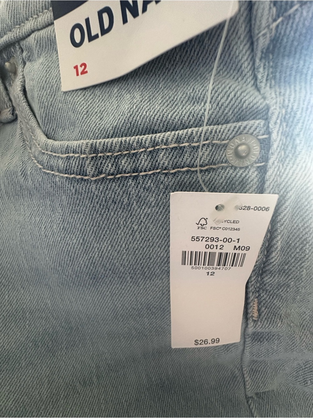 NWT Old Navy Girls High Rise 6in Inseam Lt Blue Jean Denim Bermuda Shorts Sz 12